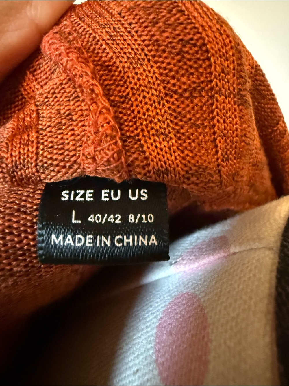 Rust Ribbed V-Neck Hooded Sweater - Picture 5 of 5